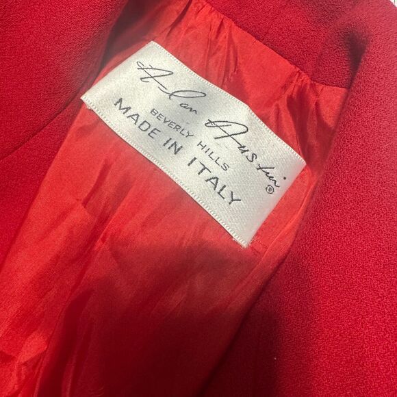 ALAN AUSTIN Vintage Red Blazer Black trim Wool Italy Jacket Career EU 44 US M - Picture 7 of 10